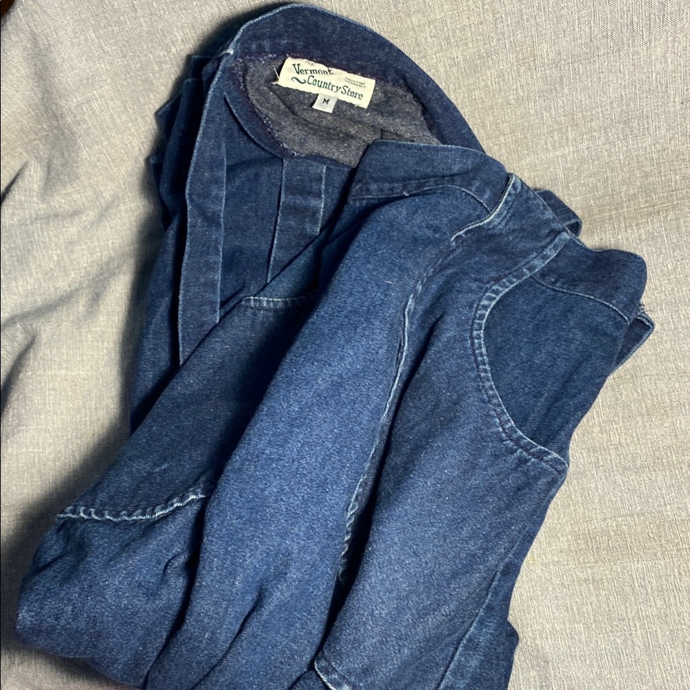 Vermont Country Store Indigo Denim Midi Wrap Skirt